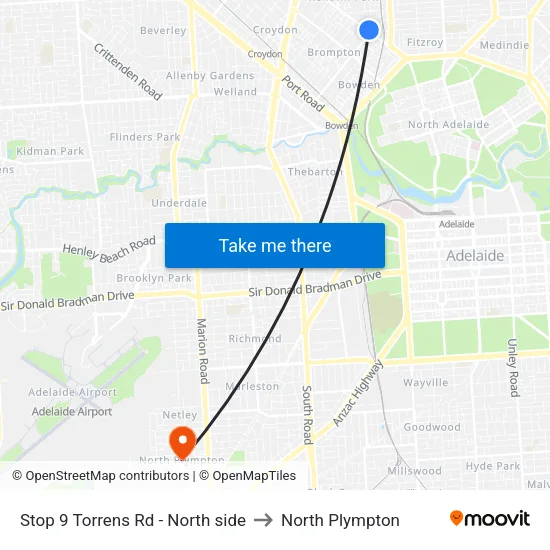 Stop 9 Torrens Rd - North side to North Plympton map