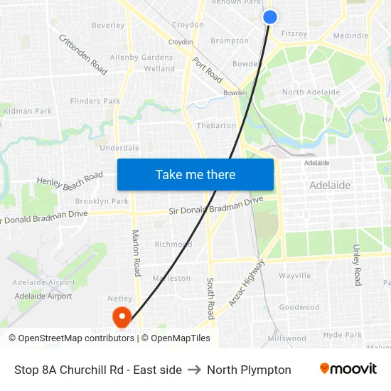 Stop 8A Churchill Rd - East side to North Plympton map