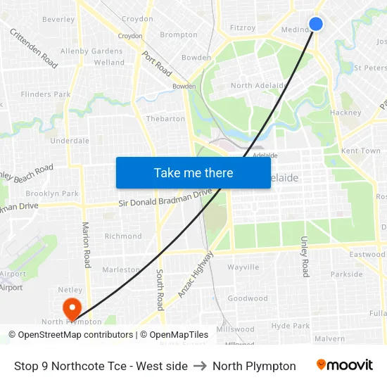 Stop 9 Northcote Tce - West side to North Plympton map