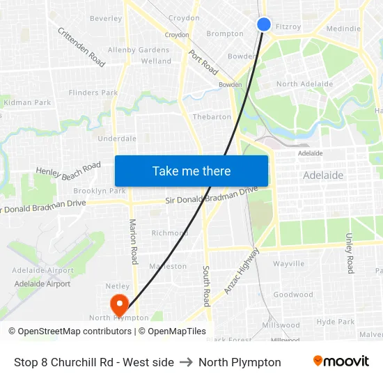 Stop 8 Churchill Rd - West side to North Plympton map
