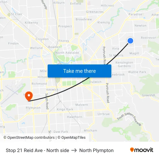 Stop 21 Reid Ave - North side to North Plympton map