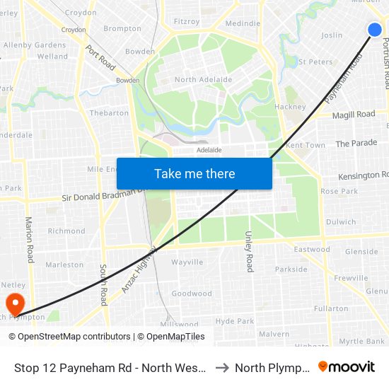 Stop 12 Payneham Rd - North West side to North Plympton map