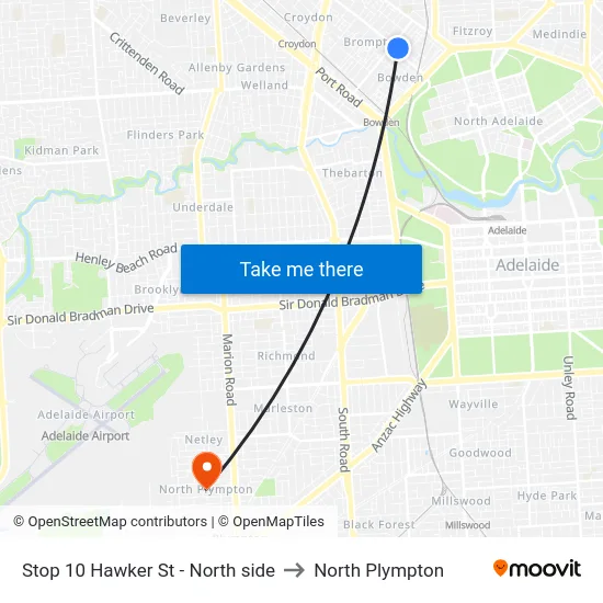 Stop 10 Hawker St - North side to North Plympton map