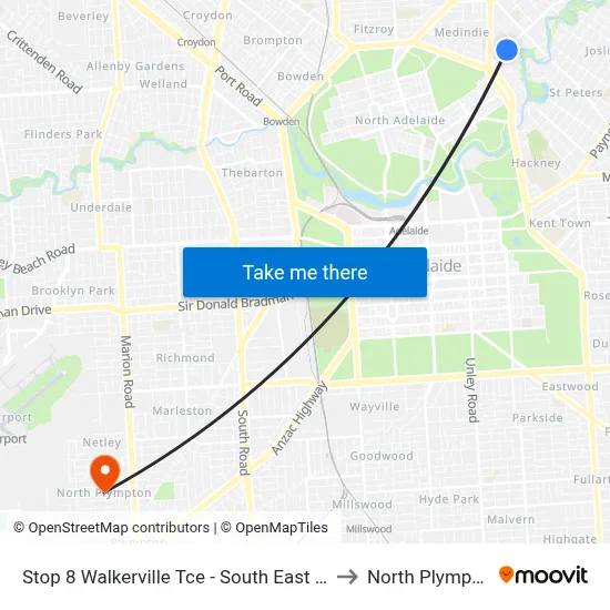 Stop 8 Walkerville Tce - South East side to North Plympton map