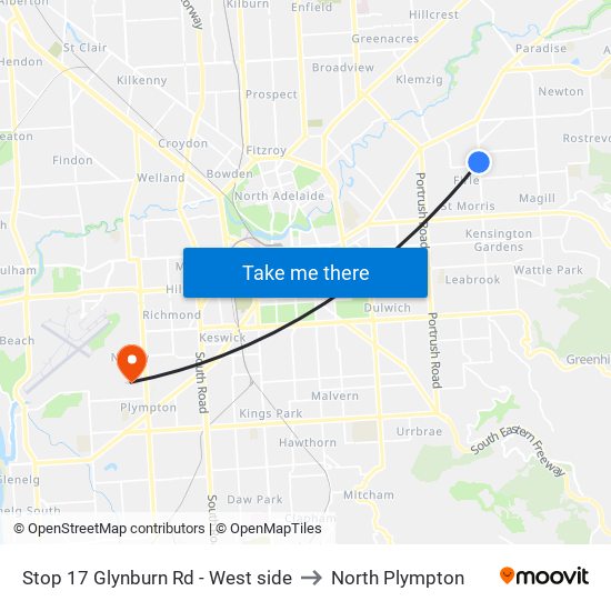 Stop 17 Glynburn Rd - West side to North Plympton map