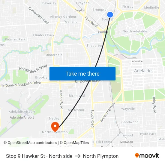 Stop 9 Hawker St - North side to North Plympton map
