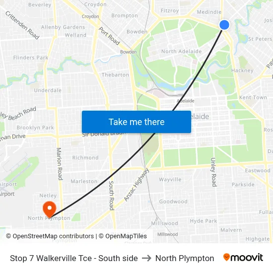 Stop 7 Walkerville Tce - South side to North Plympton map