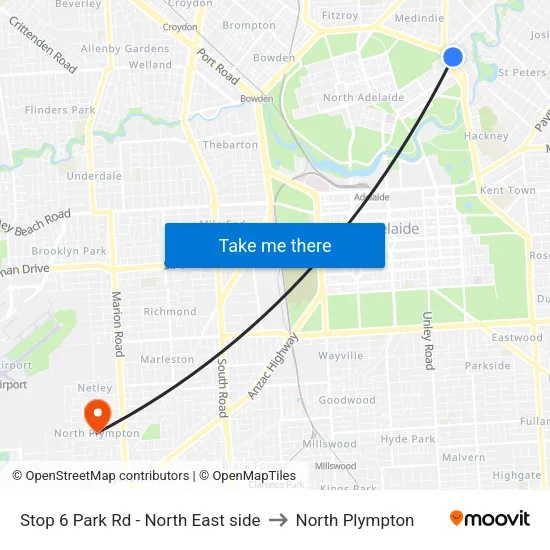 Stop 6 Park Rd - North East side to North Plympton map