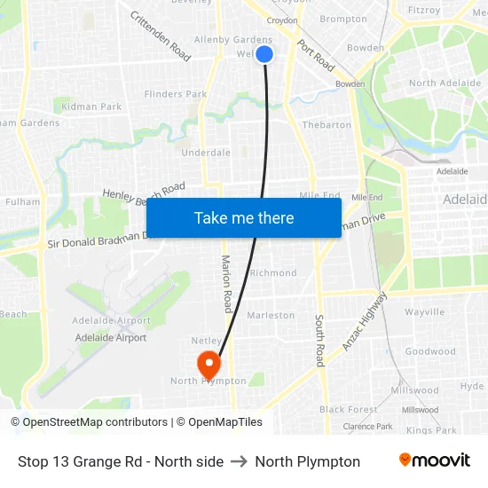 Stop 13 Grange Rd - North side to North Plympton map