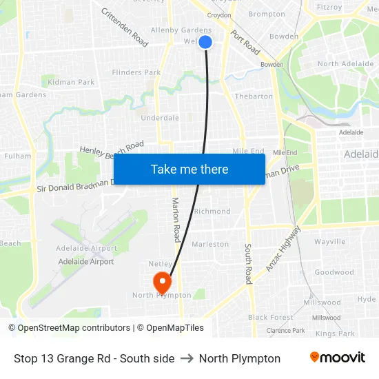 Stop 13 Grange Rd - South side to North Plympton map