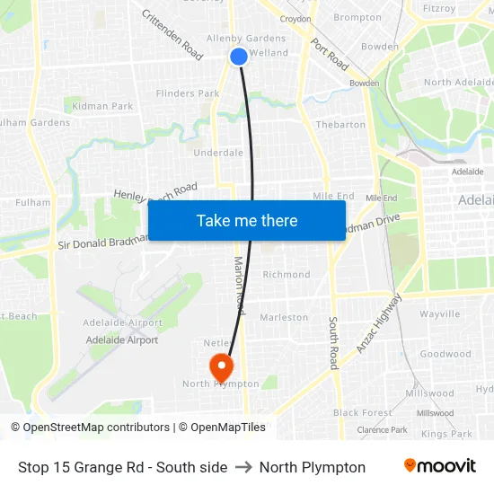 Stop 15 Grange Rd - South side to North Plympton map