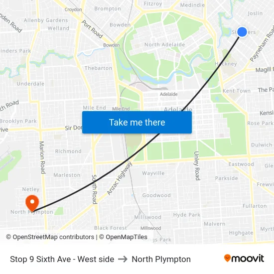 Stop 9 Sixth Ave - West side to North Plympton map