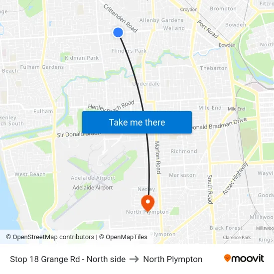 Stop 18 Grange Rd - North side to North Plympton map
