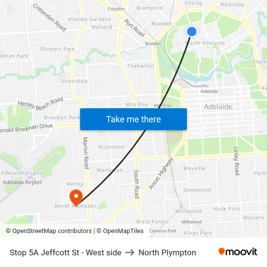 Stop 5A Jeffcott St - West side to North Plympton map