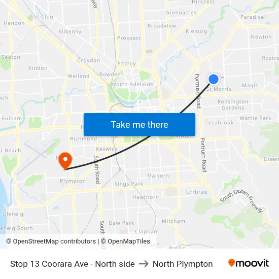 Stop 13 Coorara Ave - North side to North Plympton map