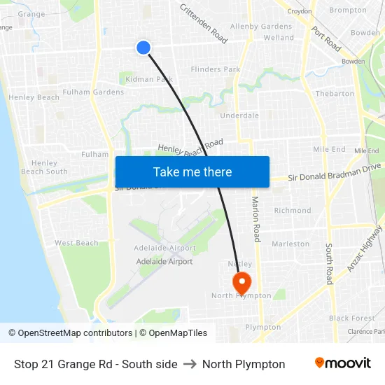 Stop 21 Grange Rd - South side to North Plympton map