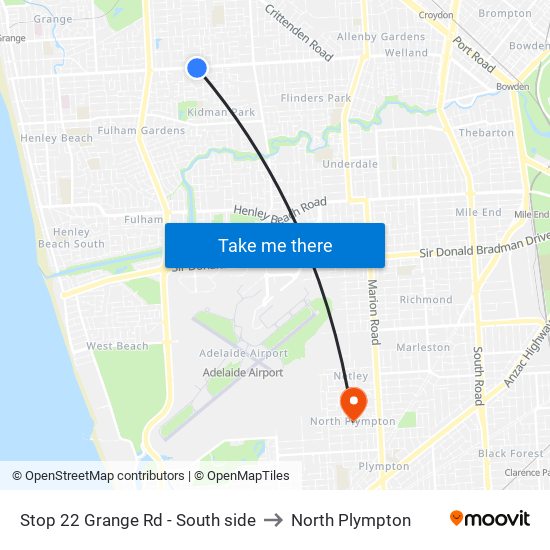 Stop 22 Grange Rd - South side to North Plympton map