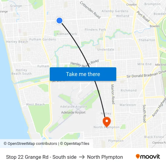 Stop 22 Grange Rd - South side to North Plympton map