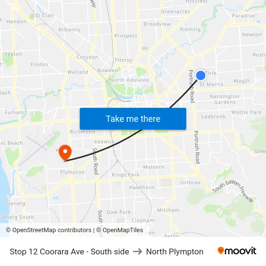 Stop 12 Coorara Ave - South side to North Plympton map