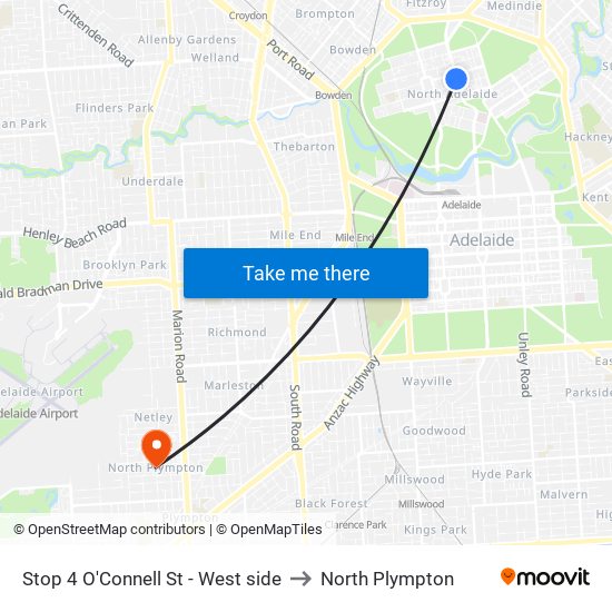 Stop 4 O'Connell St - West side to North Plympton map