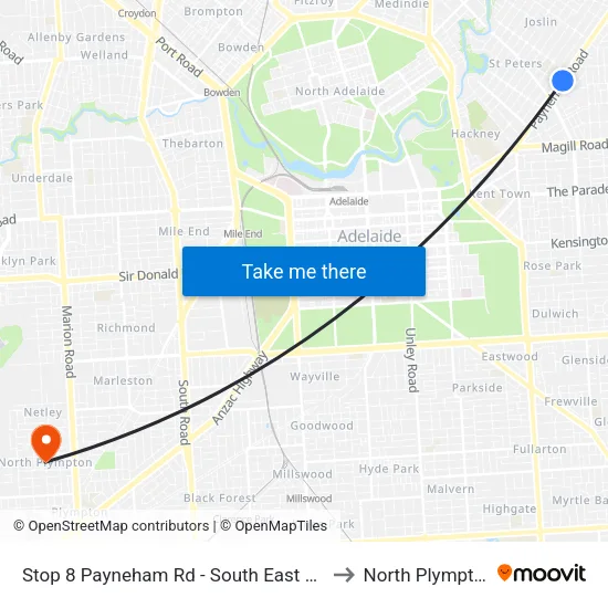 Stop 8 Payneham Rd - South East side to North Plympton map