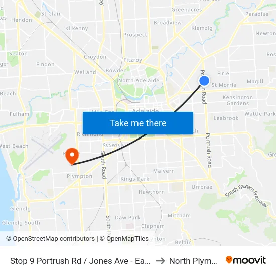 Stop 9 Portrush Rd / Jones Ave - East side to North Plympton map