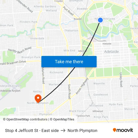 Stop 4 Jeffcott St - East side to North Plympton map