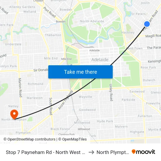 Stop 7 Payneham Rd - North West side to North Plympton map