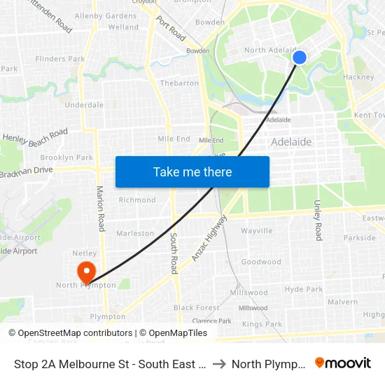 Stop 2A Melbourne St - South East side to North Plympton map