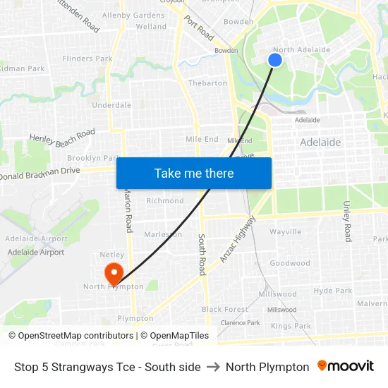 Stop 5 Strangways Tce - South side to North Plympton map