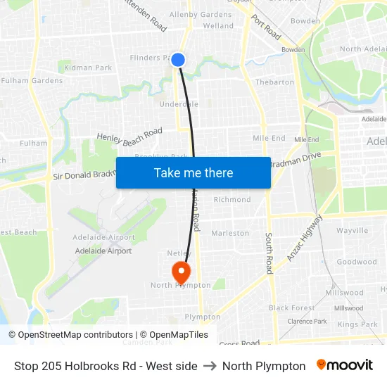 Stop 205 Holbrooks Rd - West side to North Plympton map