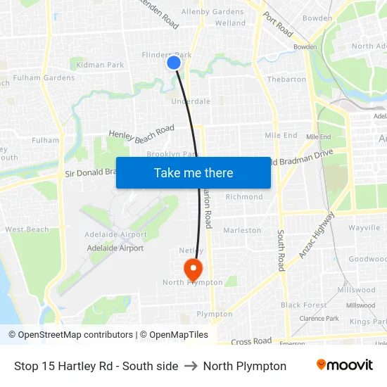 Stop 15 Hartley Rd - South side to North Plympton map