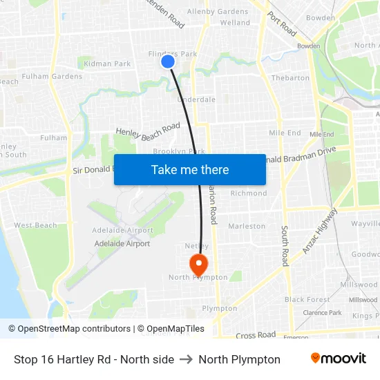 Stop 16 Hartley Rd - North side to North Plympton map