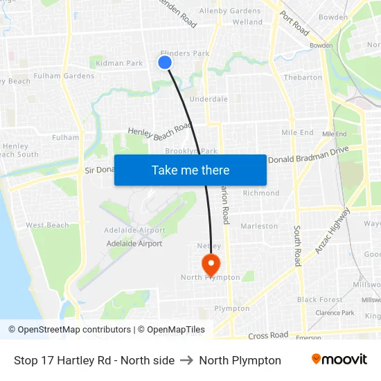 Stop 17 Hartley Rd - North side to North Plympton map