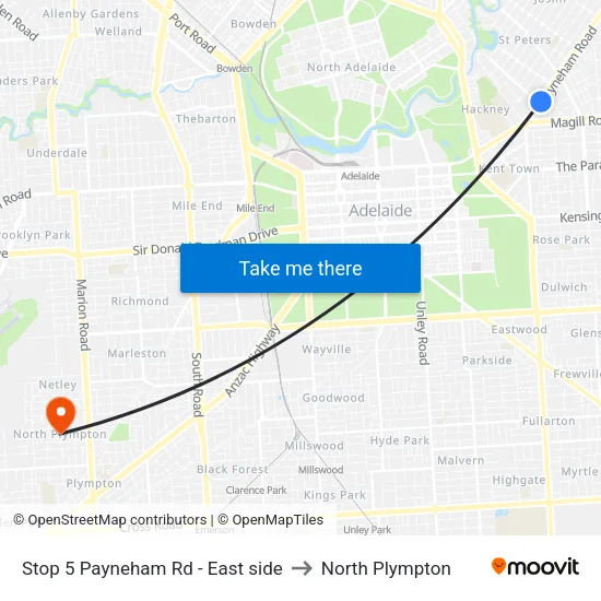 Stop 5 Payneham Rd - East side to North Plympton map