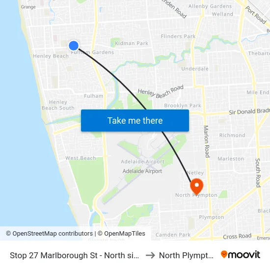 Stop 27 Marlborough St - North side to North Plympton map