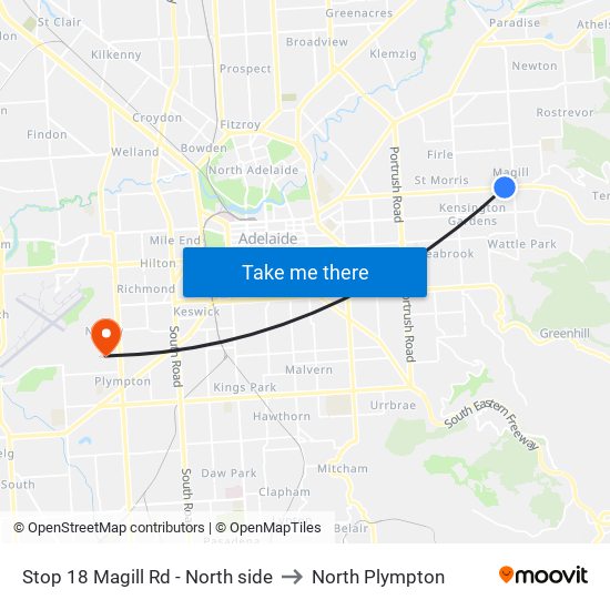 Stop 18 Magill Rd - North side to North Plympton map