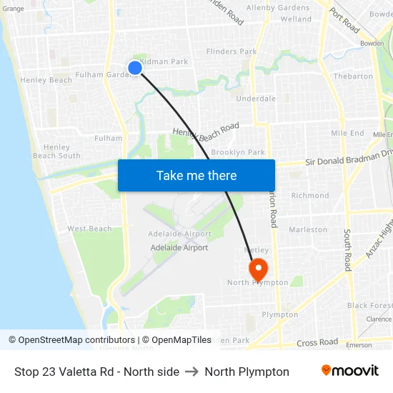 Stop 23 Valetta Rd - North side to North Plympton map