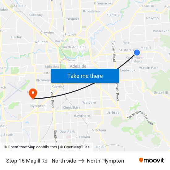 Stop 16 Magill Rd - North side to North Plympton map