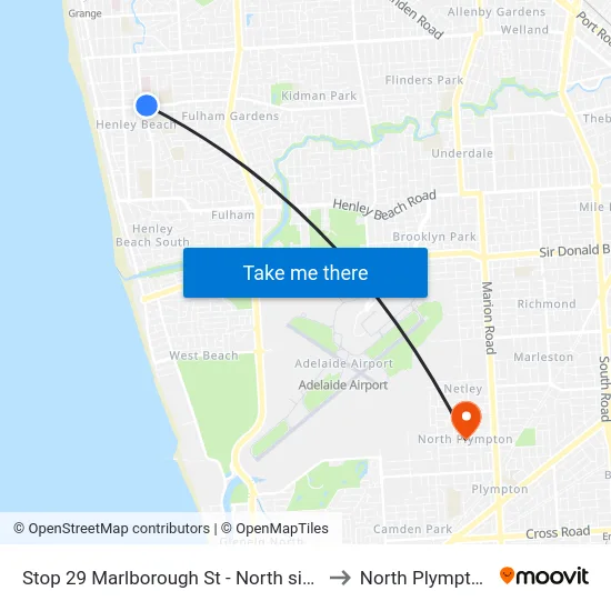 Stop 29 Marlborough St - North side to North Plympton map