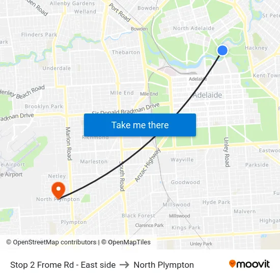 Stop 2 Frome Rd - East side to North Plympton map