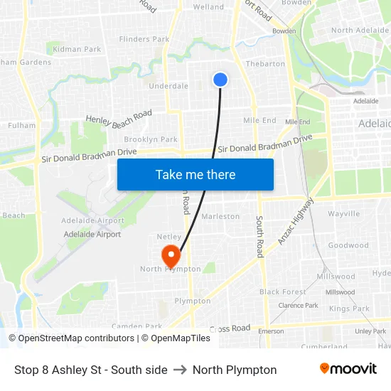 Stop 8 Ashley St - South side to North Plympton map