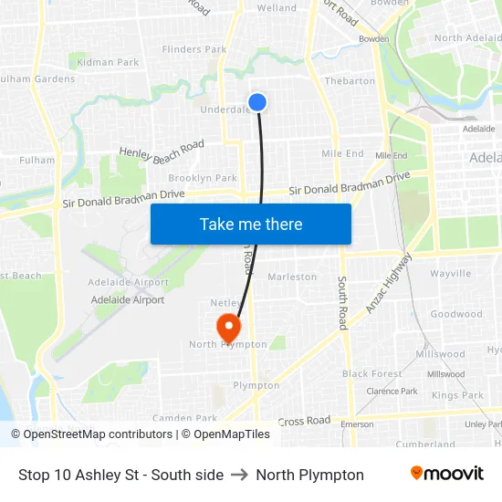 Stop 10 Ashley St - South side to North Plympton map