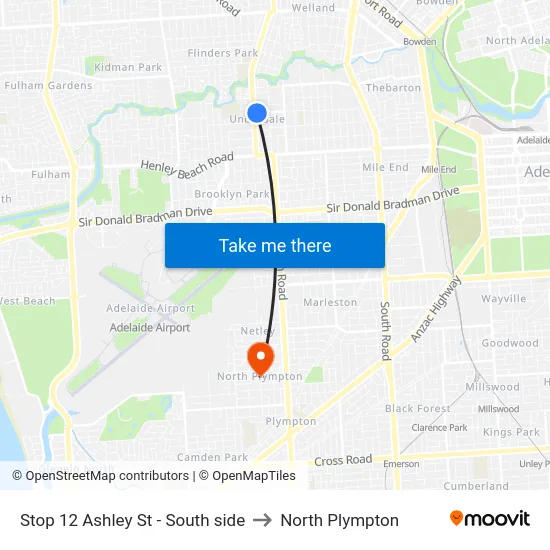 Stop 12 Ashley St - South side to North Plympton map