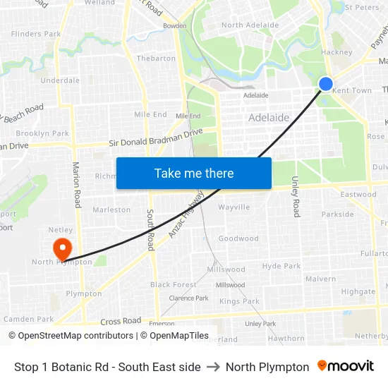 Stop 1 Botanic Rd - South East side to North Plympton map