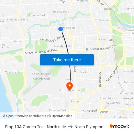 Stop 10A Garden Tce - North side to North Plympton map