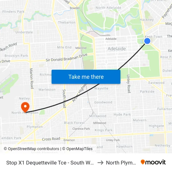 Stop X1 Dequetteville Tce - South West side to North Plympton map
