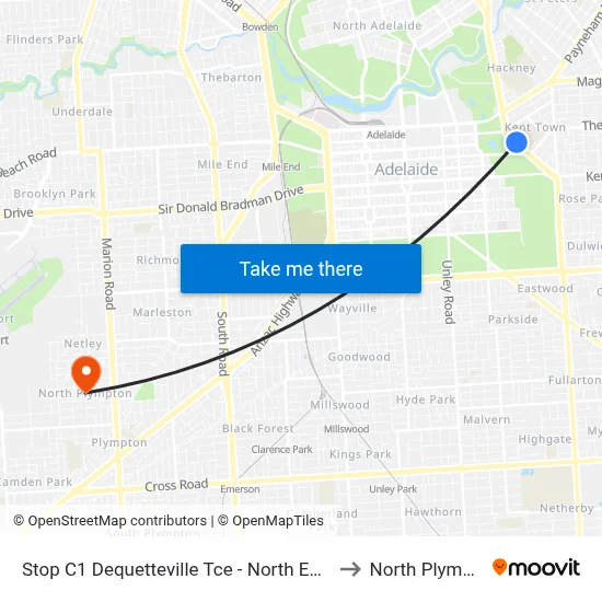 Stop C1 Dequetteville Tce - North East side to North Plympton map