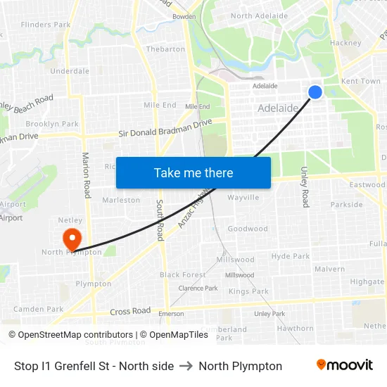 Stop I1 Grenfell St - North side to North Plympton map