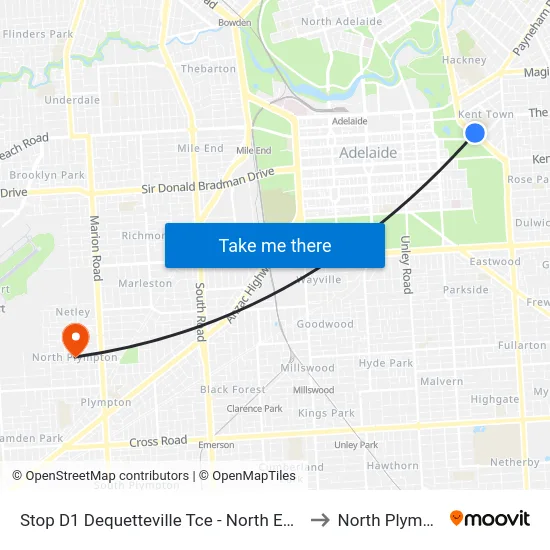 Stop D1 Dequetteville Tce - North East side to North Plympton map